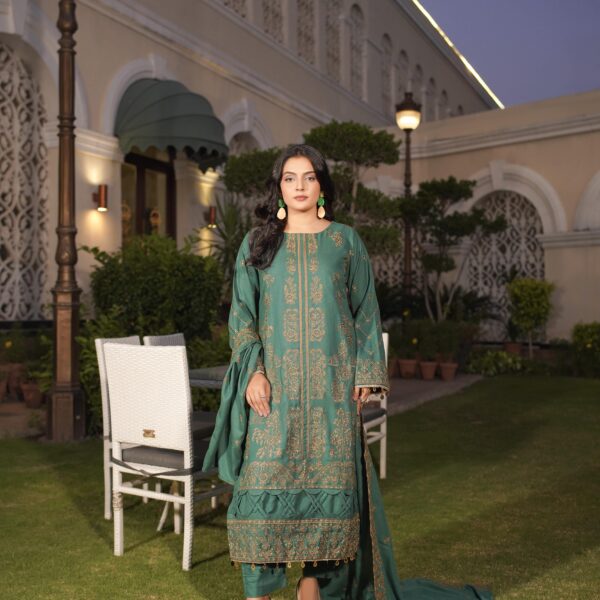 Manizay Shouk Kamal Premium Embroidered Peach Leather With Embroidered Wool Shawl M-08