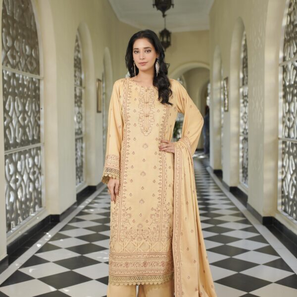 Manizay Khush Haabi Premium Embroidered Winter Karandi With Heavy Embroidered Wool Shawl M-02