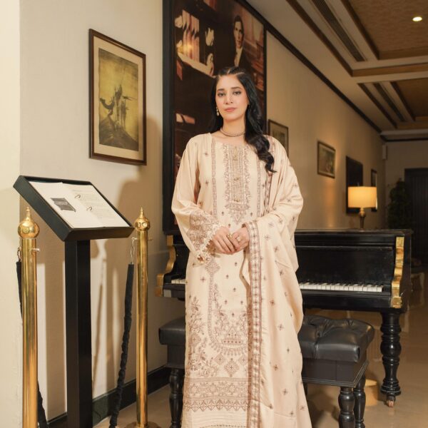 Manizay Khush Haabi Premium Embroidered Winter Karandi With Heavy Embroidered Wool Shawl M-07