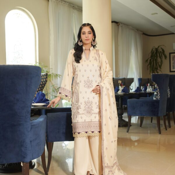 Manizay Khush Haabi Premium Embroidered Winter Karandi With Heavy Embroidered Wool Shawl M-10