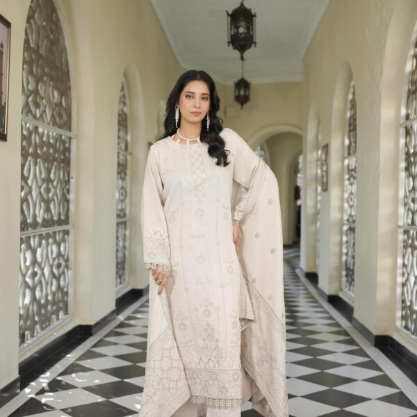 Manizay Khush Haabi Premium Embroidered Winter Karandi With Heavy Embroidered Wool Shawl 10 Articles In One Box