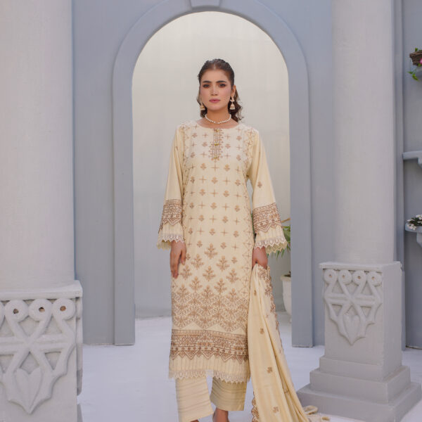 Manizay Umang  Premium Embroidered Peach Leather With Embroidered Wool Shawl M-05