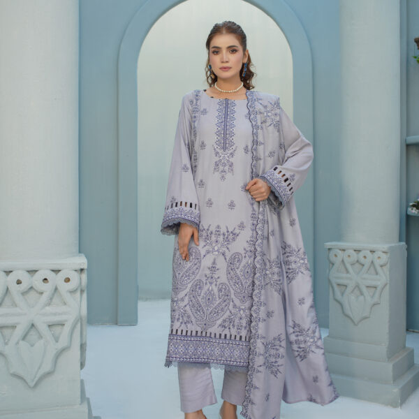 Manizay Umang  Premium Embroidered Peach Leather With Embroidered Wool Shawl M-08