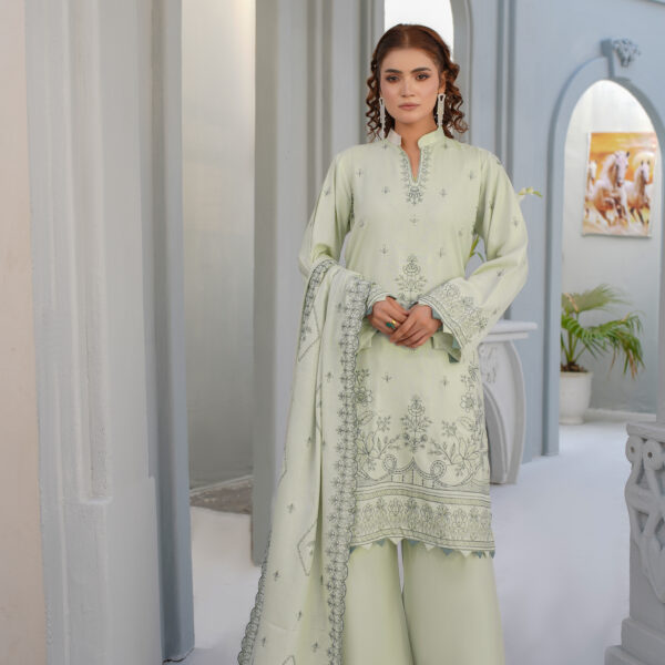 Manizay Umang  Premium Embroidered Peach Leather With Embroidered Wool Shawl M-02