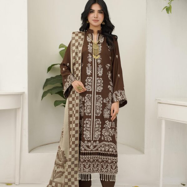 Manizay Zaib Un Nisa Premium Embroidered Dhanak With Pure Pashmina Shawl M-05