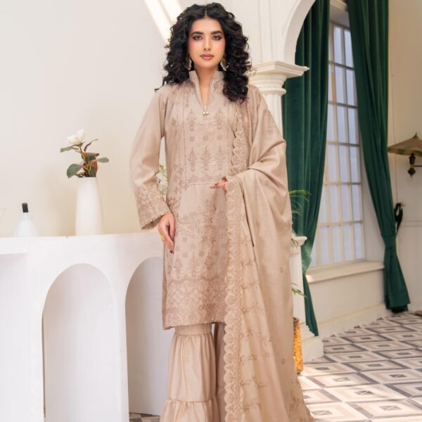 Manizay Nigah E Shokh Premium Embroidered Dhanak With Embroidered Dhanak Shawl M-02