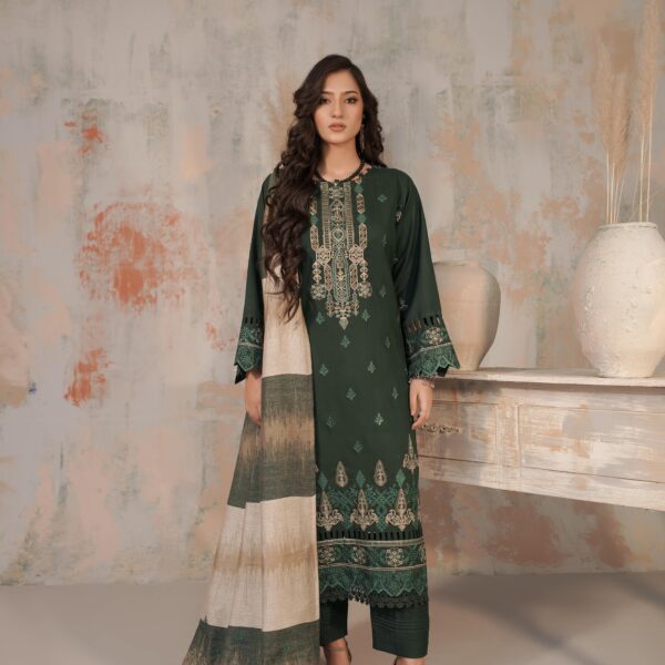 Manizay Anchaal Premium Embroidered Dhanak With Pallu Embroidered Pure Pashmina Shawl M-04