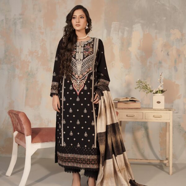 Manizay Anchaal Premium Embroidered Dhanak With Pallu Embroidered Pure Pashmina Shawl M-07