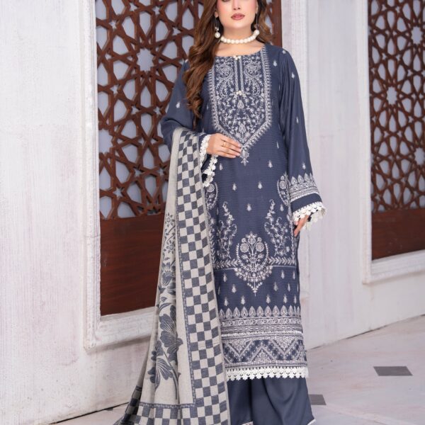 Manizay Anmool Premium Embroidered Dhanak With Pure Pashmina Shawl M-06