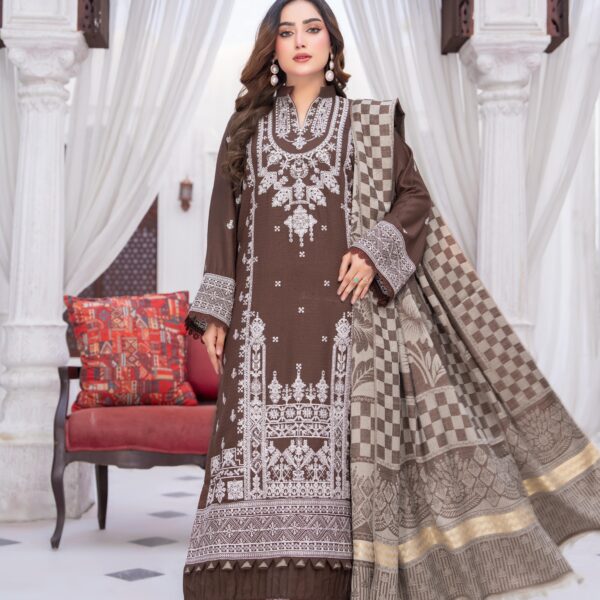 Manizay Anmool Premium Embroidered Dhanak With Pure Pashmina Shawl M-02
