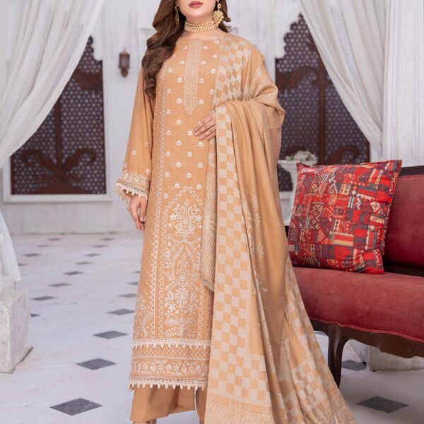 Manizay Anmool Premium Embroidered Dhanak With Pure Pashmina Shawl M-03