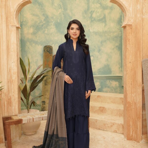 Manizay Dhalti Shaam Premium Embroidered Winter Dhanak With Pure Pashmina Shawl M-01