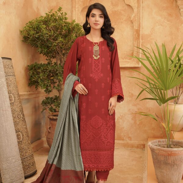 Manizay Dhalti Shaam Premium Embroidered Winter Dhanak With Pure Pashmina Shawl M-05