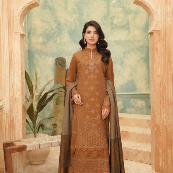 Manizay Dhalti Shaam Premium Embroidered Winter Dhanak With Pure Pashmina Shawl M-02