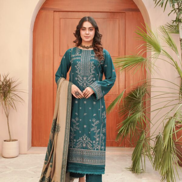 Manizay Khowab Nagar Premium Embroidered Peach Leather With Pure Pashmina Shawl M-02