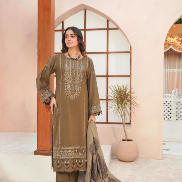 Manizay Khowab Nagar Premium Embroidered Peach Leather With Pure Pashmina Shawl M-03
