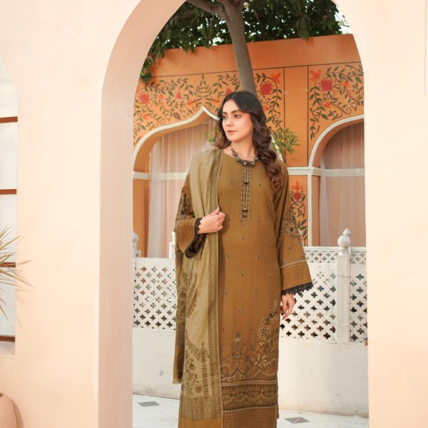 Manizay Khowab Nagar Premium Embroidered Peach Leather With Pure Pashmina Shawl M-01