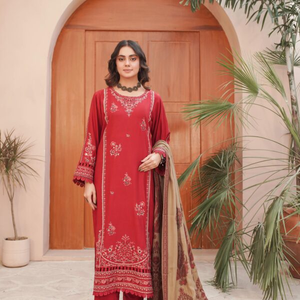 Manizay Khowab Nagar Premium Embroidered Peach Leather With Pure Pashmina Shawl M-04