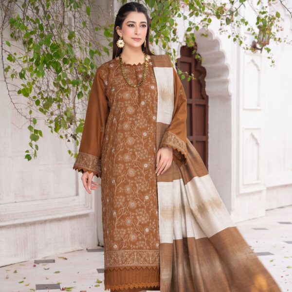 Manizay Meri Arzoo Premium Embroidered Dhanak With Pure Pashmina Shawl M-02