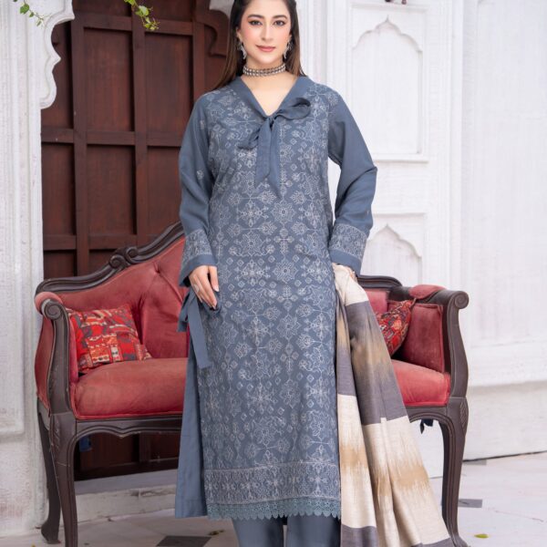 Manizay Meri Arzoo Premium Embroidered Dhanak With Pure Pashmina Shawl M-05