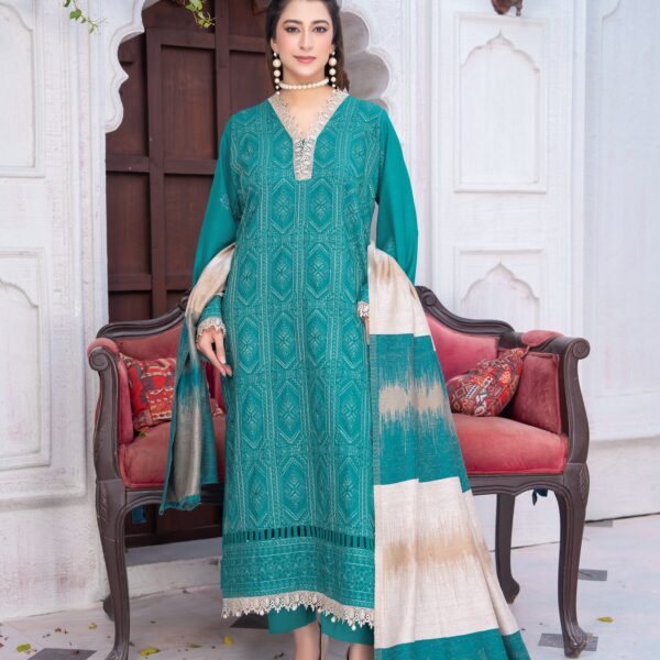 Manizay Meri Arzoo Premium Embroidered Dhanak With Pure Pashmina Shawl M-07