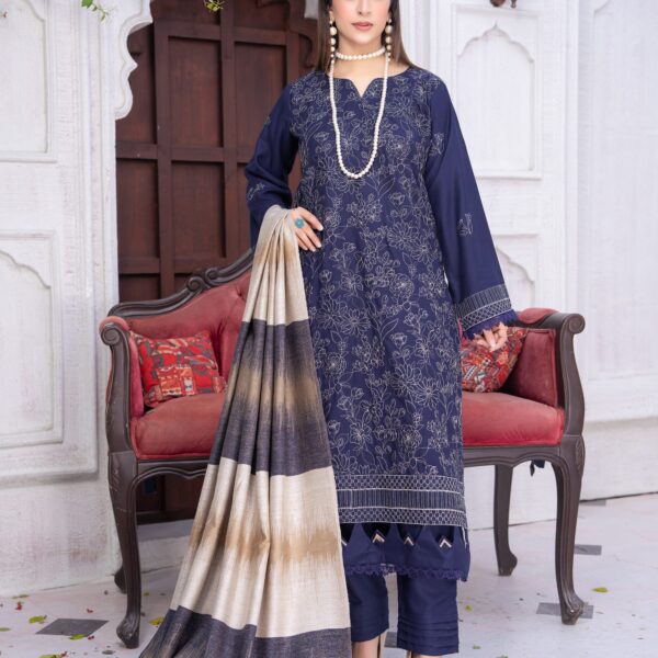 Manizay Meri Arzoo Premium Embroidered Dhanak With Pure Pashmina Shawl M-08