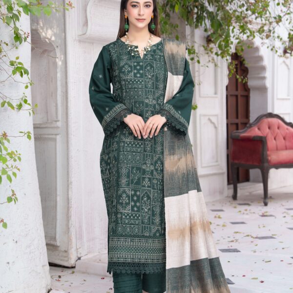 Manizay Meri Arzoo Premium Embroidered Dhanak With Pure Pashmina Shawl M-03