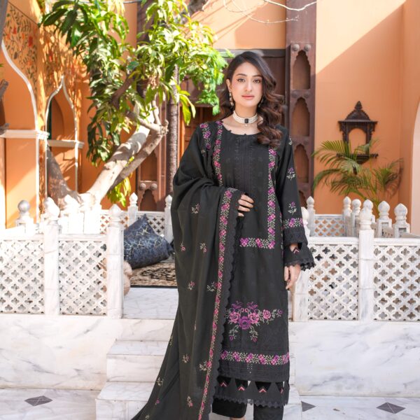 Manizay Miraas Premium Embroidered Peach Leather With Embroidered Wool Shawl M-03