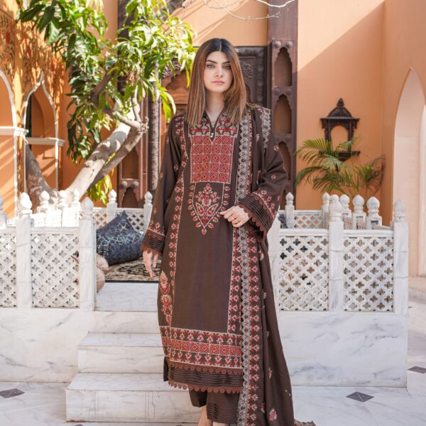 Manizay Miraas Premium Embroidered Peach Leather With Embroidered Wool Shawl M-01