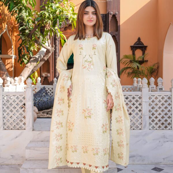 Manizay Miraas Premium Embroidered Peach Leather With Embroidered Wool Shawl M-07