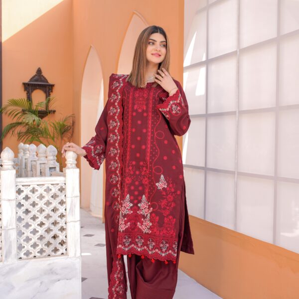 Manizay Miraas Premium Embroidered Peach Leather With Embroidered Wool Shawl M-08