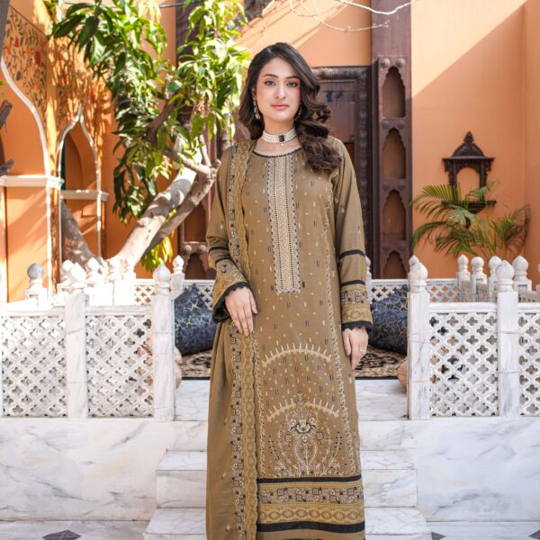 Manizay Miraas Premium Embroidered Peach Leather With Embroidered Wool Shawl M-04