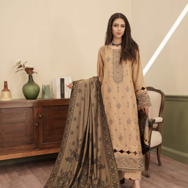 Manizay Pyaar Ka Naghma Premium Embroidered Winter Dhanak With Pure Pashmina Shawl M-05