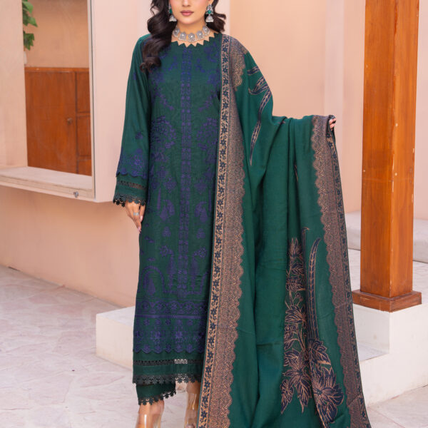 Manizay Zouk E Malika Premium Embroidered Peach Leather With Pure Pashmina Shawl M-04