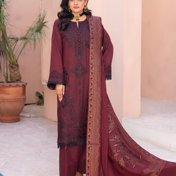 Manizay Zouk E Malika Premium Embroidered Peach Leather With Pure Pashmina Shawl M-05