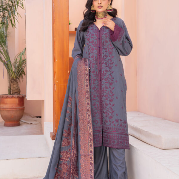 Manizay Zouk E Malika Premium Embroidered Peach Leather With Pure Pashmina Shawl M-02