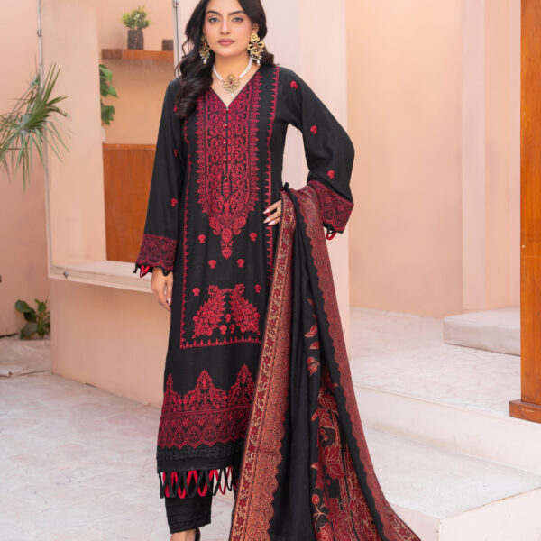 Manizay Zouk E Malika Premium Embroidered Peach Leather With Pure Pashmina Shawl M-03