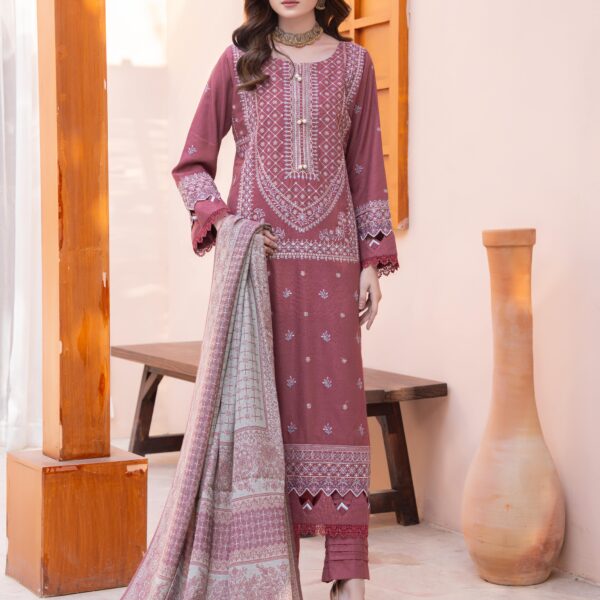 Manizay Nigaar Premium Embroidered Peach Leather With Pure Pashmina Shawl 12 Articles In One Box