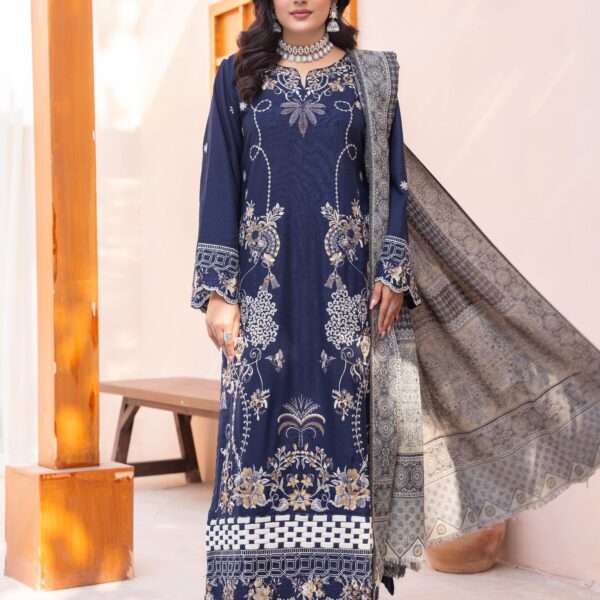 Manizay Nigaar Premium Embroidered Peach Leather With Pure Pashmina Shawl M-02