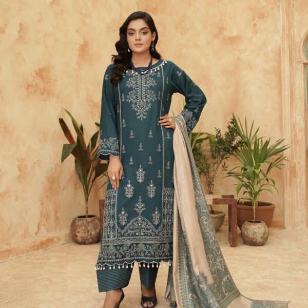 Manizay Pehchaan Premium Embroidered Winter Dhanak With Pure Pashmina Shawl M-04