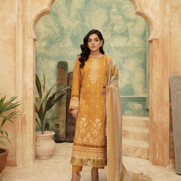 Manizay Pehchaan Premium Embroidered Winter Dhanak With Pure Pashmina Shawl M-05