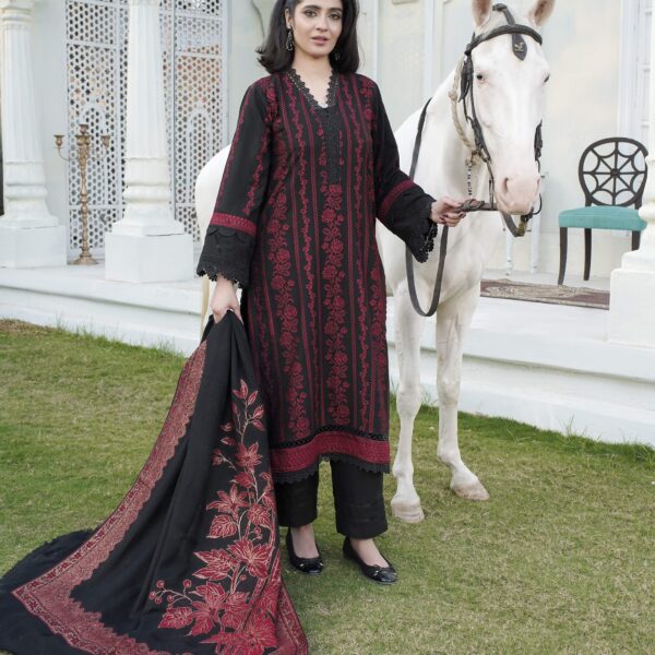 Manizay Pas E Aaiina Premium Embroidered Peach Leather With Pure Pashmina Shawl M-02