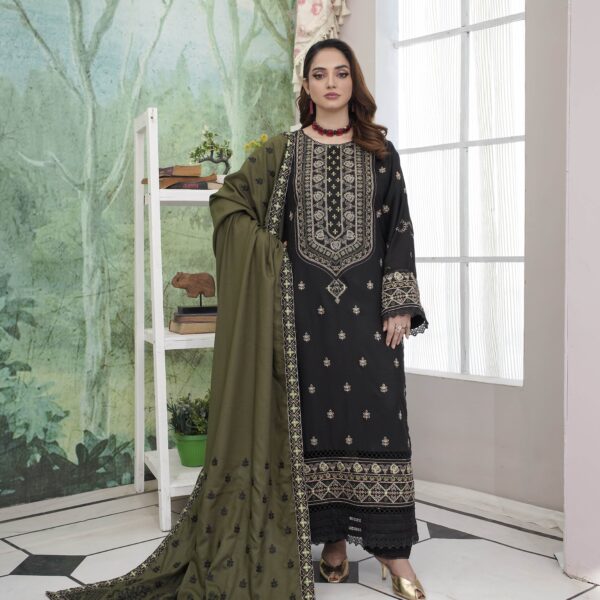 Manizay Umeed Khush Rang  Premium Embroidered Dhanak With Heavy Embroidered Dhanak Shawl M-01