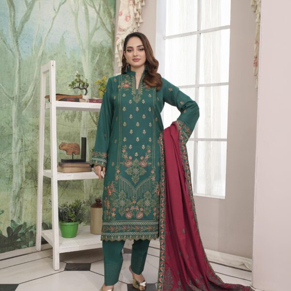 Manizay Umeed Khush Rang  Premium Embroidered Dhanak With Heavy Embroidered Dhanak Shawl M-03