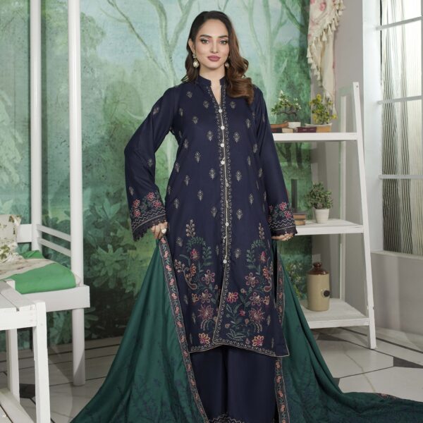 Manizay Umeed Khush Rang  Premium Embroidered Dhanak With Heavy Embroidered Dhanak Shawl M-07