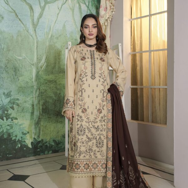 Manizay Umeed Khush Rang  Premium Embroidered Dhanak With Heavy Embroidered Dhanak Shawl M-10
