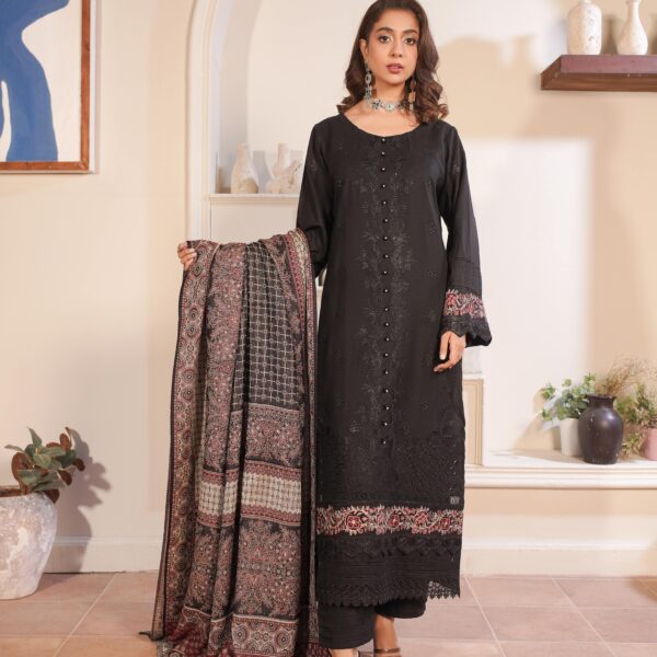 Manizay Rang Ashnai Premium Embroidered Peach Leather With Pure Pashmina Shawl M-05