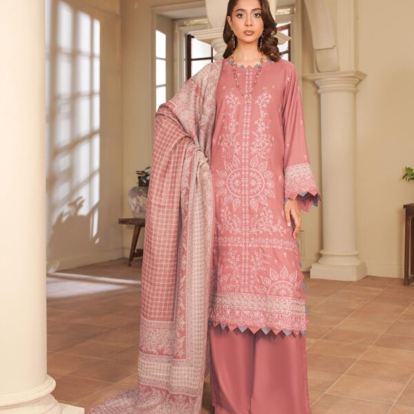 Manizay Rang Ashnai Premium Embroidered Peach Leather With Pure Pashmina Shawl M-02