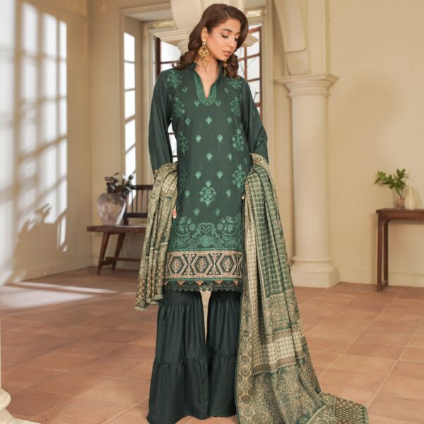 Manizay Rang Ashnai Premium Embroidered Peach Leather With Pure Pashmina Shawl M-03