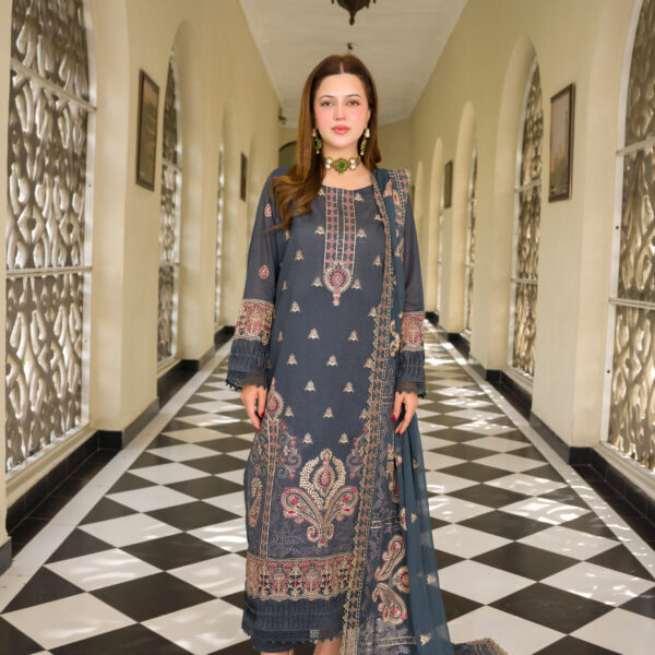 Lajawab Yaadein - MANIZAY Premium Embroidered Lawn With Heavy Embroidered Crinkle Dupatta M-04